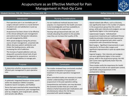 Acupuncture as an Effective Method for Pain Management in Post-Op Care