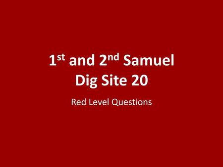 1st and 2nd Samuel Dig Site 20