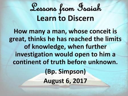 Lessons from Isaiah Learn to Discern