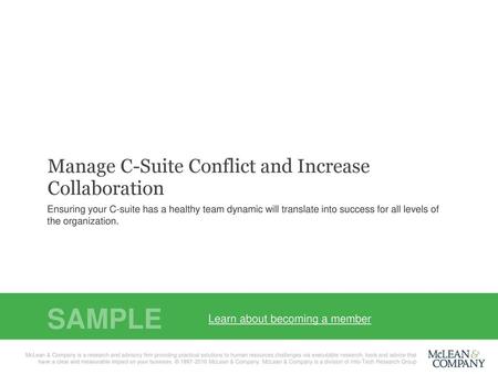 SAMPLE Manage C-Suite Conflict and Increase Collaboration