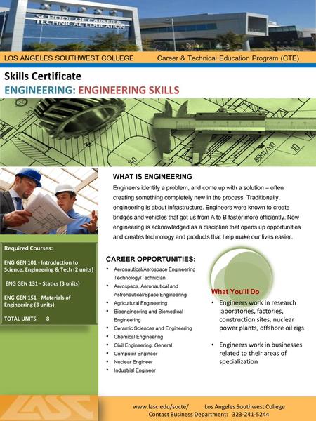 Skills Certificate ENGINEERING: ENGINEERING SKILLS