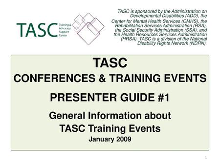 CONFERENCES & TRAINING EVENTS General Information about