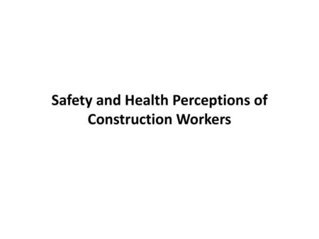 Safety and Health Perceptions of Construction Workers