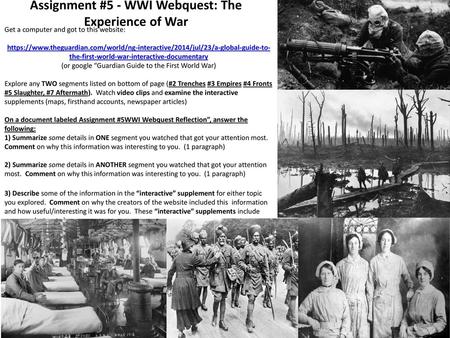 Assignment #5 - WWI Webquest: The Experience of War