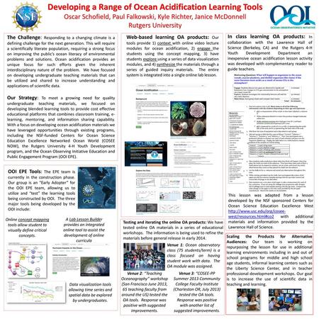 Developing a Range of Ocean Acidification Learning Tools