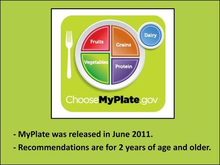 - MyPlate was released in June 2011.