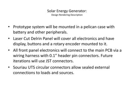 Solar Energy Generator: Design Rendering Description