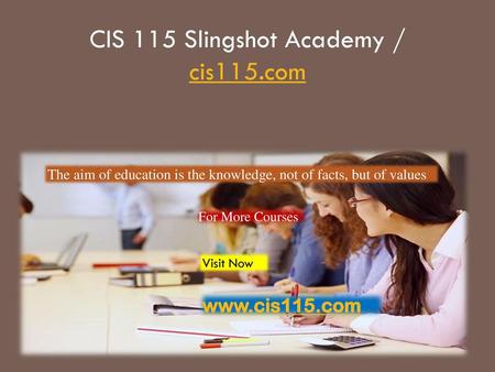 CIS 115 Slingshot Academy / cis115.com