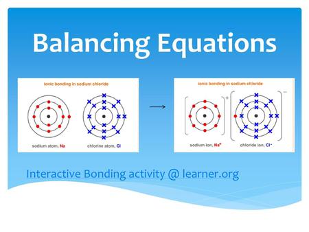 Balancing Equations Interactive Bonding activity @ learner.org.