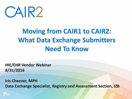 Moving from CAIR1 to CAIR2: What Data Exchange Submitters Need To Know