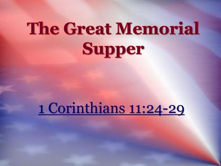 The Great Memorial Supper