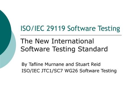 ISO/IEC Software Testing