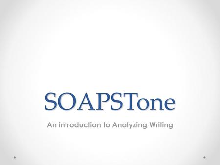 An introduction to Analyzing Writing