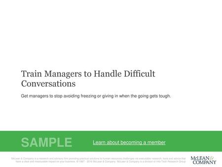 SAMPLE Train Managers to Handle Difficult Conversations