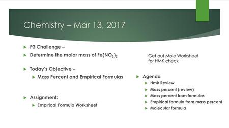 Chemistry – Mar 13, 2017 P3 Challenge –