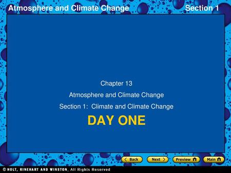 Day one Chapter 13 Atmosphere and Climate Change