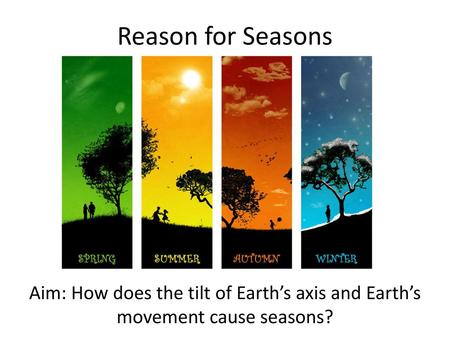 Reason for Seasons Aim: How does the tilt of Earth’s axis and Earth’s movement cause seasons?