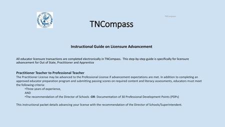 Instructional Guide on Licensure Advancement