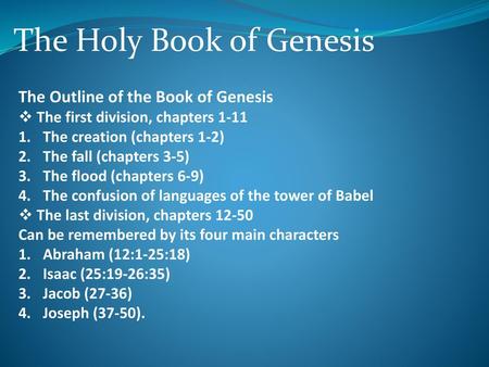 The Holy Book of Genesis