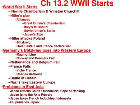 Ch 13.2 WWII Starts World War II Starts