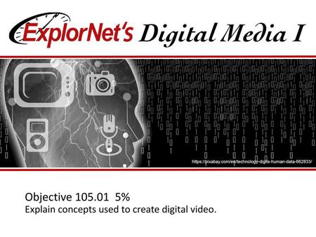 Objective % Explain concepts used to create digital video.
