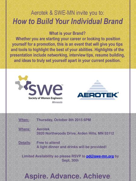 Aerotek & SWE-MN invite you to: How to Build Your Individual Brand
