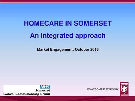 An integrated approach Market Engagement: October 2016