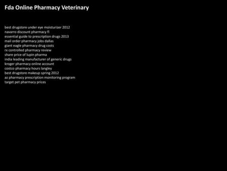 Fda Online Pharmacy Veterinary