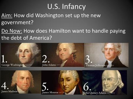 U.S. Infancy Aim: How did Washington set up the new government?