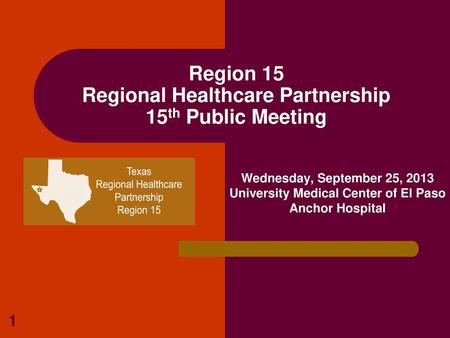 Region 15 Regional Healthcare Partnership 15th Public Meeting