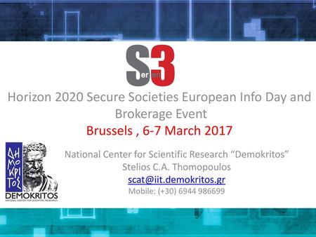 Horizon 2020 Secure Societies European Info Day and Brokerage Event