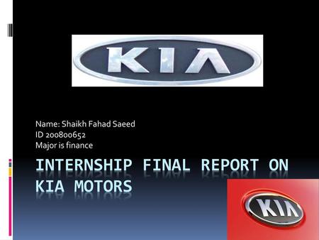 Internship Final report on KIA motors