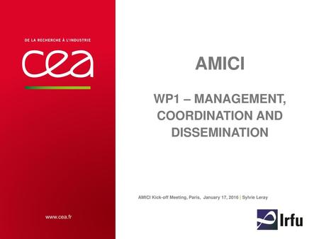 AMICI WP1 – Management, coordination and dissemination
