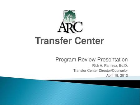 Transfer Center Program Review Presentation Rick A. Ramirez, Ed.D.