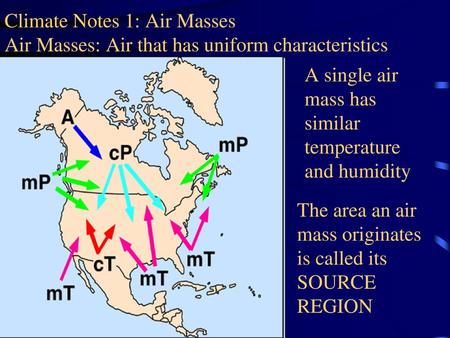 A single air mass has similar temperature and humidity