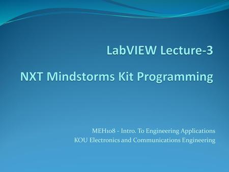 NXT Mindstorms Kit Programming