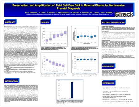 Preservation and Amplification of Fetal Cell-Free DNA in Maternal Plasma for Noninvasive Prenatal Diagnosis M. R. Fernando,1 K. Chen1, S. Norton1, G.