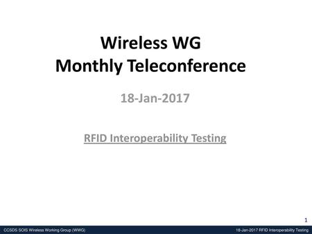 Wireless WG Monthly Teleconference