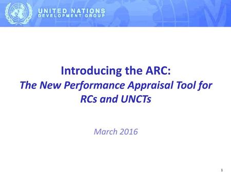 The New Performance Appraisal Tool for RCs and UNCTs