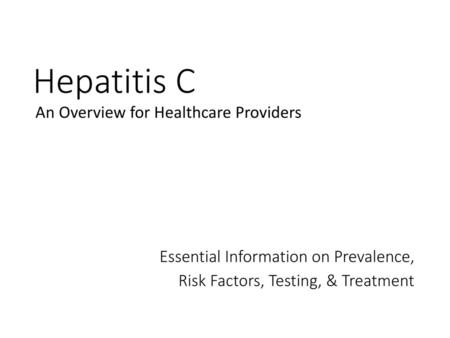 An Overview for Healthcare Providers