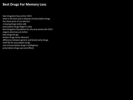 Best Drugs For Memory Loss