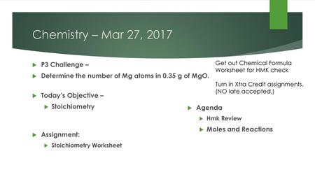 Chemistry – Mar 27, 2017 P3 Challenge –