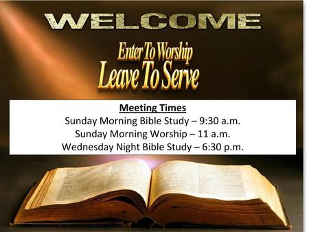 Sunday Morning Bible Study – 9:30 a.m.