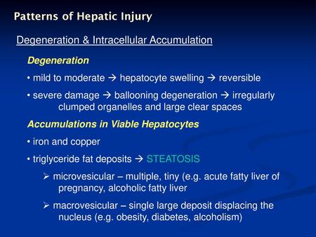Patterns of Hepatic Injury