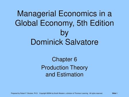 Chapter 6 Production Theory and Estimation