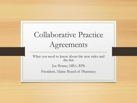 Collaborative Practice Agreements