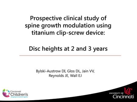 Prospective clinical study of spine growth modulation using
