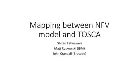 Mapping between NFV model and TOSCA