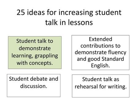 25 ideas for increasing student talk in lessons