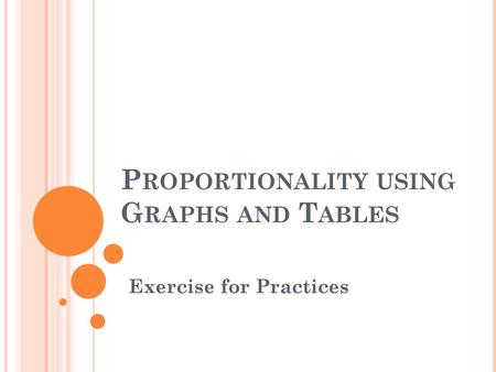 Proportionality using Graphs and Tables